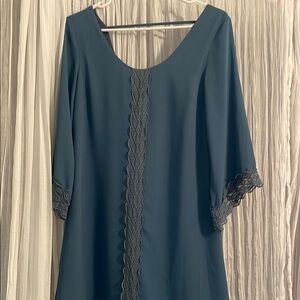 ASTR Elegant Teal Dress with Lace Trim